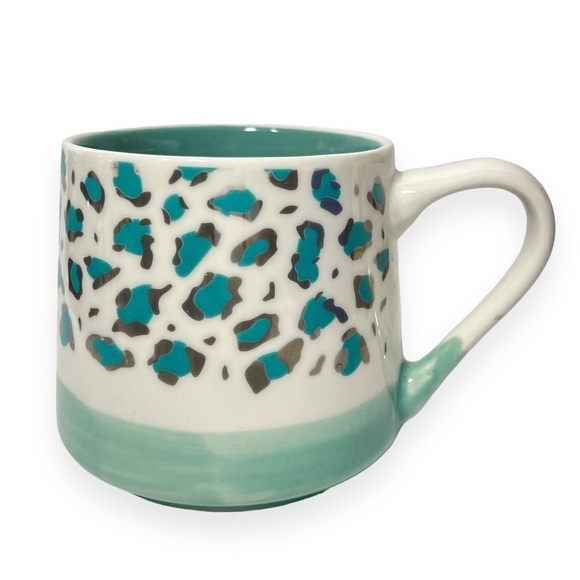 Leopard Stoneware Coffee Mug Sheffield Home 18‎ oz Green Aquamarine New - Picture 3 of 6